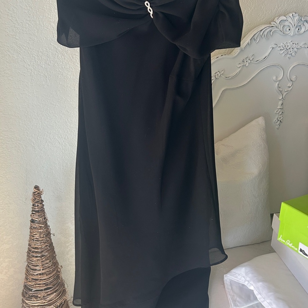 SD Collection Black Sheer Overlay Dress